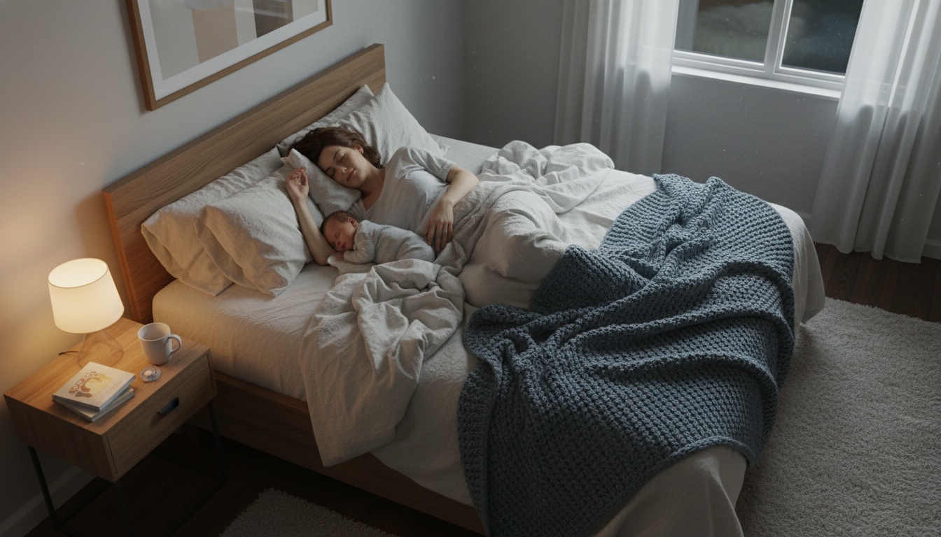 Peaceful sleeping parent in bed, illustrating the rest and sleep recovery benefits discussed in the article about baby monitor subscriptions